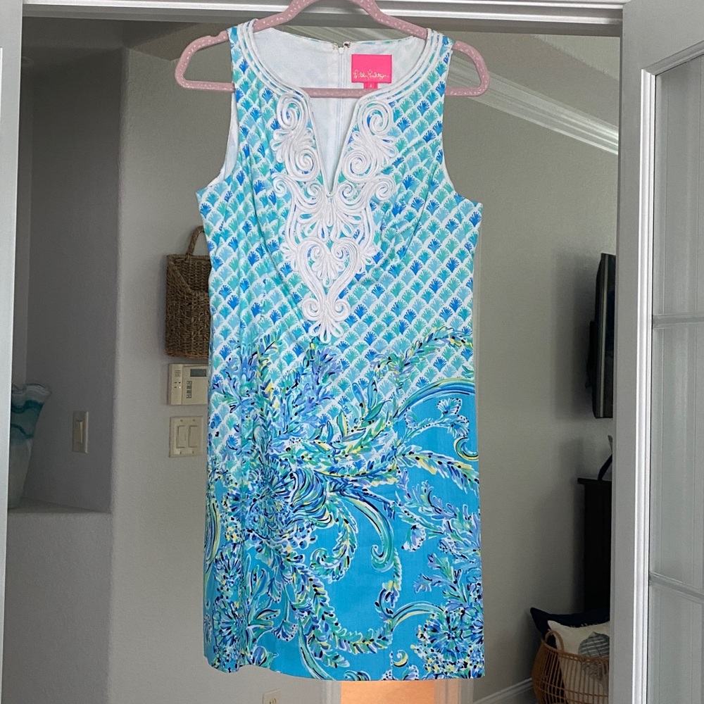 Lilly Pulitzer Turquoise and White Patterned Dress